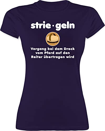 Shirt Damen - Pferde - Striegeln Definition - L - Lila - Tshirt sprüche Pferd reitklamotten pferdeliebhaber t-Shirt pferdeshirts reiten für Frauen reitbekleidung pferdespruch Kurzarm reitkleidung von Shirtracer