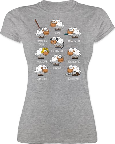 Shirt Damen - Schafe Schäfchen Schäfer Schaf Sheep Schafbauer Lustig Witzig - L - Grau meliert - Tshirt Bedruckt mit schafen Motiv unschaf Shirts t gestochen t-Shirt Tshirts für Frauen tishrtt von Shirtracer