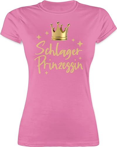 Shirt Damen - Party Outfit - Schlager Prinzessin - Schlagerparty Konzert Volksmusik - S - Rosa - t-Shirt t schlagernacht Tshirt Festival schlagerfans Shirts sprüche t-Shirts für von Shirtracer