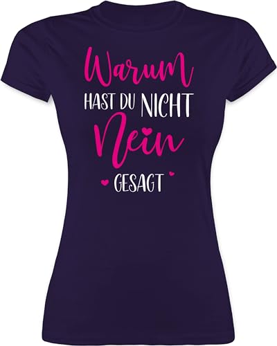 Shirt Damen - Schlager Party Outfit - Warum hast du Nicht Nein gesagt - L - Lila - Tshirt für schlagerfans Shirts Frauen t schlagerparty t-Shirts Festival schlagernacht Tshirts t-Shirt sprüche von Shirtracer