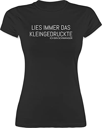 Shirt Damen - Schwangerschaftsverkündung - Lies Immer das Kleingedruckte Ich Bin schwanger - L - Schwarz - schwangerschaftsüberraschung t Baby Announcement Shirts Geschenke für Schwangere Tshirt von Shirtracer