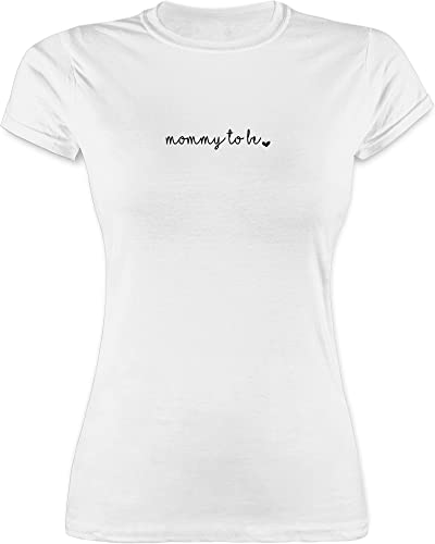 Shirt Damen - Schwangerschaftsverkündung - Mommy to be - Lettering mit Herz - L - Weiß - Schwangere Tshirt Schwangerschaft verkuenden t-Shirt Baby Announcement Shirts überraschung schwanger von Shirtracer