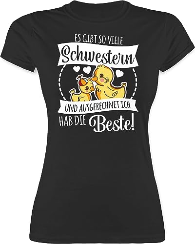 Shirt Damen - Schwester Tante Geschenk - Es gibt so viele Schwestern und ausgerechnet ich hab die Beste mit Enten - weiß - L - Schwarz - Big Sister Tshirt Geschenke+für+Tante 2024 Geschenke von Shirtracer