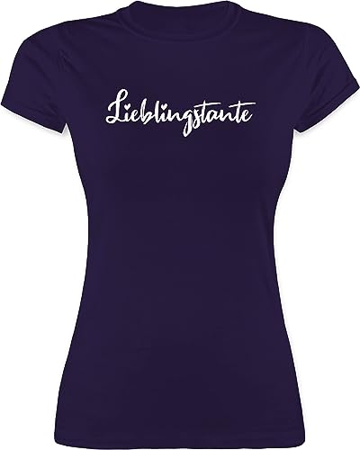 Shirt Damen - Schwester und Tante Geschenk - Lieblingstante Schriftzug weiß - M - Lila - Sister Tshirt Auntie Tshirts tanten t Big 2024 Geschenke Tante die von Shirtracer