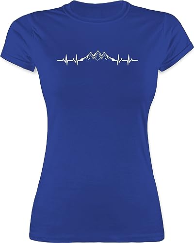 Shirt Damen - Skiurlaub Apres Ski - Berge Herzschlag - L - Royalblau - Apres+ski Wanderlust Tshirt Frauen après+ski+Party Mountain t-Shirts Fasching Wanderung tailliert Mottoparty wandern von Shirtracer