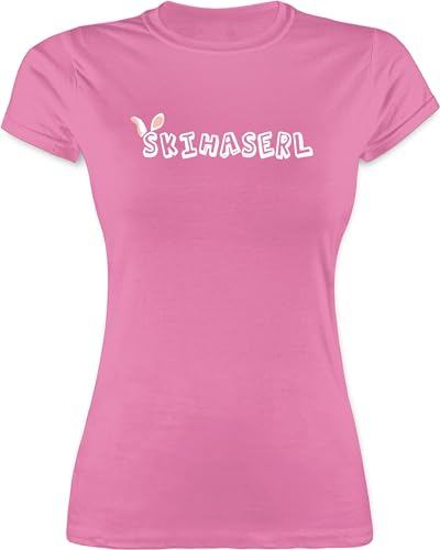 Shirt Damen - Skiurlaub Apres Ski - Skihaserl - L - Rosa - Tshirts Tshirt Oberteile Skifahrer haserl t Shirts skioutfit hase Oberteil Wintersport t-Shirt Apres+ski après Party Fasching von Shirtracer