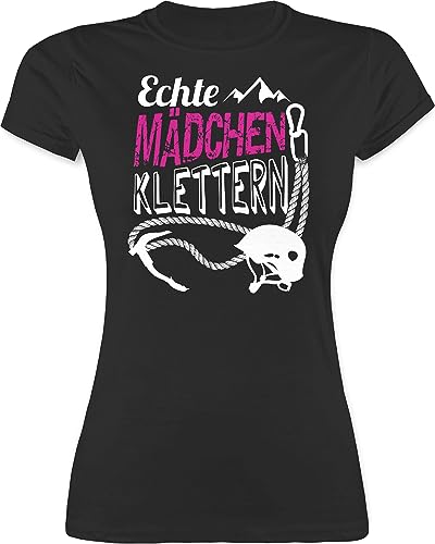 Shirt Damen - Echte Mädchen Klettern - L - Schwarz - Kletter Tshirt Sport Climb t-Shirt klettershirt Kletterer Tshirts von Shirtracer