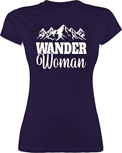 Shirt Damen - Wander Woman - S - Lila - wandern Geschenk Frauen für bergliebhaber Tshirt Frau Berg t-Shirt sprüche Oberteil mit Bergen t- Shirts Outfit baumwollshirt Wanderkleidung leiberl Kurzarm von Shirtracer