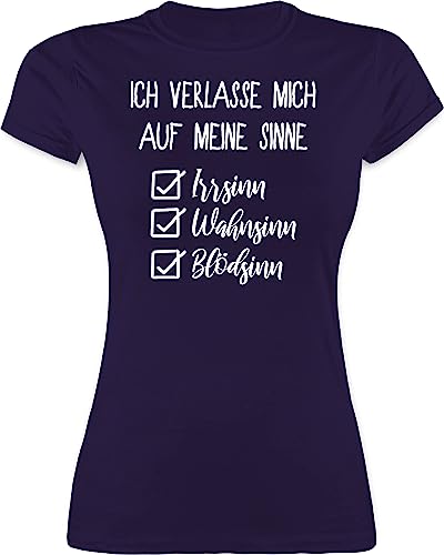 Shirt Damen - Sprüche Statement - Ich verlasse Mich auf Meine Sinne Checkliste - L - Lila - Funshirts Statements verlass Oberteile Shirts mit Aufschrift Tshirt Spruch t-Shirt t von Shirtracer