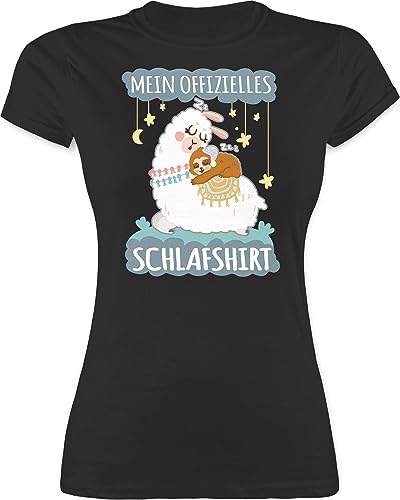 Shirt Damen - Sprüche Statement - Mein offizielles Schlafshirt - Lama und Faultier - grau - L - Schwarz - offizielle leiberl Funshirts Statements t-Shirts Shirts mit Spruch Tshirt t-Shirt t von Shirtracer