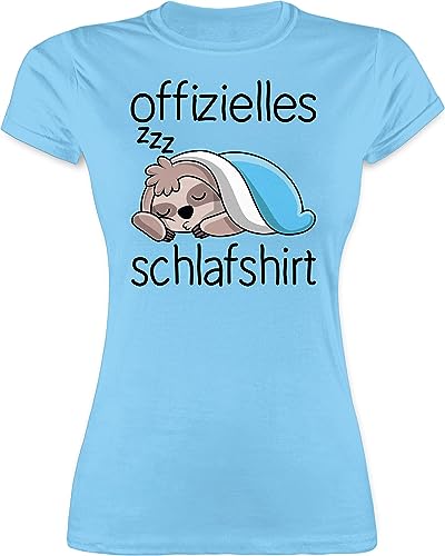 Shirt Damen - Sprüche Statement - Offizielles Schlafshirt mit Faultier - schwarz - M - Hellblau - Frauen Tshirts Shirts schlaftshirts t schirts Schlaf Tshirt tailliert Funshirt Oberteil Thirt von Shirtracer