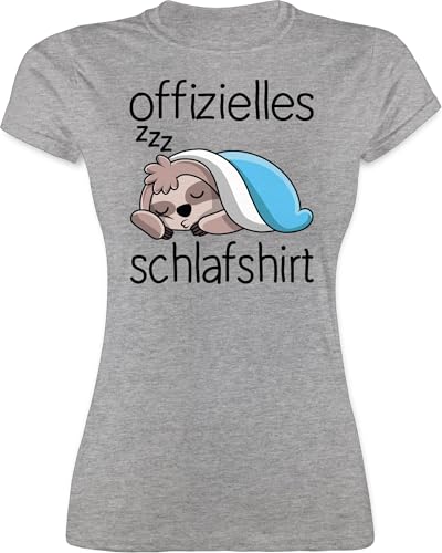 Shirt Damen - Sprüche Statement - Offizielles Schlafshirt mit Faultier - schwarz - S - Grau meliert - schlaftshirts Frauen Funshirts Statements Sloth Tshirt schlafen Statements-Shirts sprüchen￼ von Shirtracer