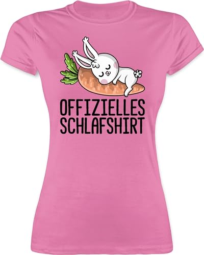 Shirt Damen - Sprüche Statement - Offizielles Schlafshirt mit Hase schwarz - S - Rosa - Funshirts für Frauen Shirts leiberl t Tshirt Kurzarm Statements schlafen t-Shirt Aufschrift Schlaf t-Shirts von Shirtracer