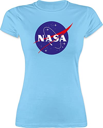 Shirt Damen - Sprüche Statement - Raumfahrt NASA Meatball Logo I - XXL - Hellblau - Tshirt weltall geekshirt zocker Space Shirts NASA+t-Shirt Funshirts Geek Sternen t-Shirt Statements-Shirts Nerd von Shirtracer