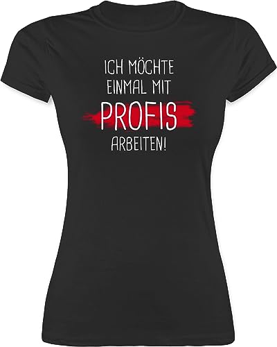Shirt Damen - Sprüche Statement Spruch - Einmal mit Profis Arbeiten - XL - Schwarz - arbeitstshirt spruchshirts sprueche Arbeit t-Shirts Tshirt Frauen büro Spruchshirt sprüchen Profi Shirts von Shirtracer