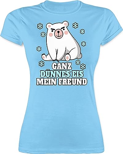 Shirt Damen - Sprüche Statement mit Spruch - Ganz dünnes EIS Mein Freund - L - Hellblau - Tshirt Frauen t-Shirts Shirts t-Shirt t Tshirts lustig für sprüchen Fuer lustigen Oberteile von Shirtracer