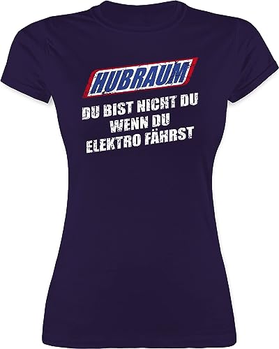 Shirt Damen - Sprüche Statement mit Spruch - Hubraum - du bist Nicht du, wenn du Elektro fährst - L - Lila - auf Tshirts spruche t-Shirts Tshirt sprüchen Drauf t- Shirts t-Shirt tollen lustige von Shirtracer