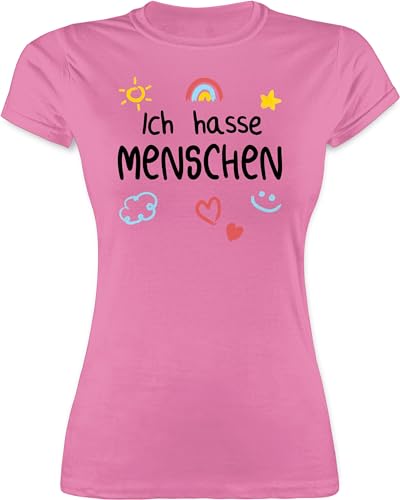 Shirt Damen - Sprüche Statement - Spruch - Ich Hasse Menschen - M - Rosa - Funshirts Statements hassen Shirts schwarzer Humor Tshirt mit Aufschrift t-Shirt freche Frauen Tshirts tischert t-Shirt von Shirtracer