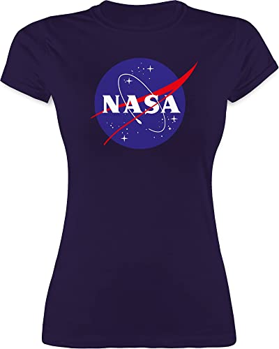 Shirt Damen - Sprüche Statement - NASA Meatball Logo - L - Lila - geekshirt Nerd Astronaut Tshirt Frau NASA+t-Shirt Funshirts Geek Patch t-Shirts Space t nerdige jungsgeschenke Oberteil zocker von Shirtracer