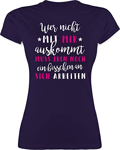 Shirt Damen - Sprüche Statement Spruch - Wer mit Mir Nicht auskommt - M - Lila - Tshirt mädchen t-Shirt sprüchen Shirts Frauen lustig t frech t-Shirts für sarkastischen bedrucktes Schwarze von Shirtracer