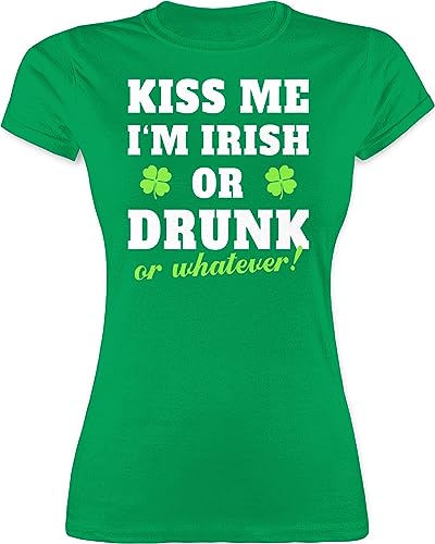 Shirt Damen - St. Patricks Day - Kiss me im Irish or Drunk or Whatever - S - Grün - irisches Outfit Sankt Kleeblatt Tshirt Patrick's Day-Shirt Patrick Funshirt st.-Patricks-Day-t-Shirt Paddys von Shirtracer