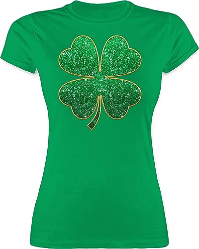 Shirt Damen - St. Patricks Day - Vierblättriges Kleeblatt I Shamrock I Glücksbringer - XL - Grün - irische Kleidung irisches Outfit Sankt irisch Tshirt t mit Patrick's Day-Shirt Patrick von Shirtracer