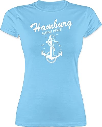 Shirt Damen - Stadt und City Outfit - Hamburg - Meine Perle - XL - Hellblau - Hamburger Tshirt Souvenir t-Shirt Shirts Tshirts t Frauen von Shirtracer