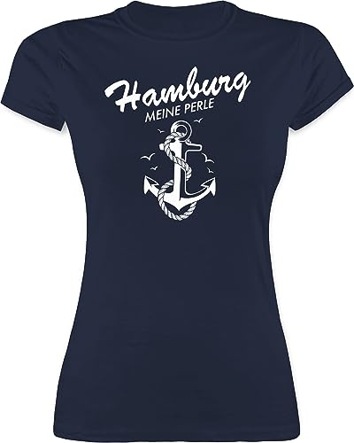 Shirt Damen - Stadt und City Outfit - Hamburg - Meine Perle - XXL - Navy Blau - Hamburger Shirts Souvenir Tshirt Tshirts t-Shirt t Frauen von Shirtracer