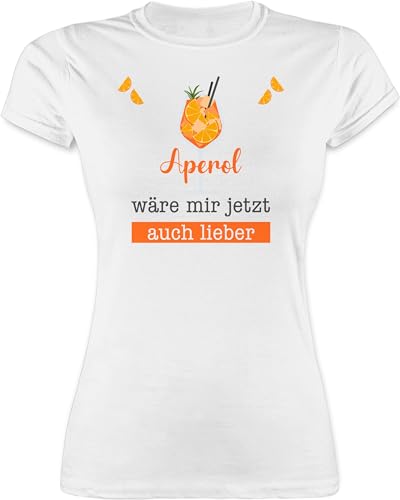 Shirt Damen - Statement - Aperol wäre Mir jetzt auch Lieber - Apreol Geschenk Lustig - L - Weiß - Cocktail Shirts t Spritz mit Aufschrift t-Shirts Tshirt Spritzen Frauen t-Shirt getränk Funshirt von Shirtracer