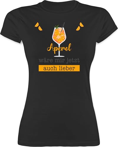 Shirt Damen - Statement - Aperol wäre Mir jetzt auch Lieber - Aperol Geschenk Lustig - M - Schwarz - Tshirt Cocktail Statement-t-Shirt Statements Spritz Funshirts für Frauen sprüche Spritzen von Shirtracer