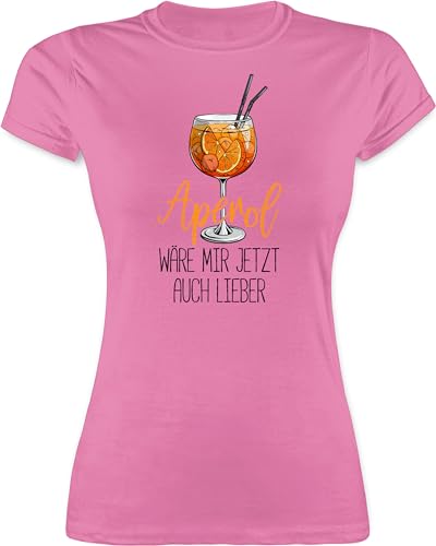 Shirt Damen - Statement - Aperol wäre Mir jetzt auch Lieber - Lustige Geschenke Aperol - M - Rosa - t Cocktail Tshirt Spritz Frau t-Shirt Outfit Tshirts Motto Shirts Frauen mit tailliert von Shirtracer