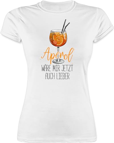 Shirt Damen - Statement - Aperol wäre Mir jetzt auch Lieber - Lustige Geschenke Aperol - XXL - Weiß - t-Shirt t Tshirt Frauen Spritz Rundhals Cocktail t-Shirts Tshirts für Shirts trinkspruch von Shirtracer