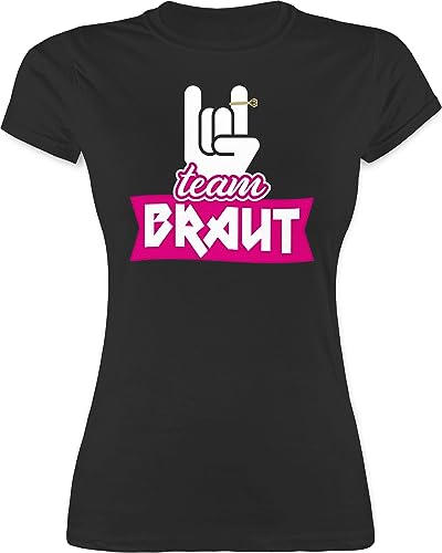 Shirt Damen - Team Braut Rocker Style I JGA Geschenk Junggesellinnenabschied I Junggesellenabschied Frauen - S - Schwarz - Rock Tshirt t-Shirt jungesellinnenabschied Bachelorette Party rockig Shirts von Shirtracer