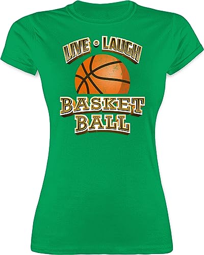 Shirt Damen - Trikot Ersatz Training - Live Laugh Basketball Vintage - M - Grün - Basketballer von Shirtracer