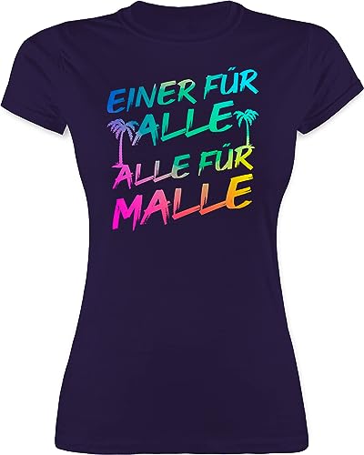 Shirt Damen - Urlaub - Malle für Alle - Einer für alle Alle für Malle - L - Lila - Tshirt Frau Mallorca Party t-Shirt Shirts Outfit Funshirt t Gruppe t-Shirts Girls Tour Tshirts Festival von Shirtracer