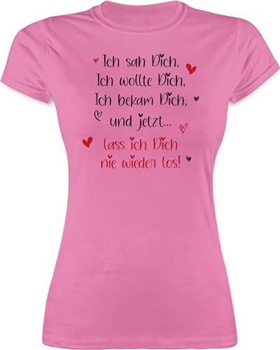 Shirt Damen - Valentinstag - Ich SAH Dich ich wollte Dich ich bekam Dich - Partner Geschenke Ich Liebe Dich Pärchen Geschenk für Ihn Sie Männer Frau - L - Rosa - Valentines Day Gift walentinstag von Shirtracer