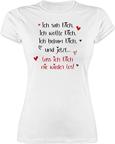 Shirt Damen - Valentinstag - Ich SAH Dich ich wollte Dich ich bekam Dich - Partner Geschenke Ich Liebe Dich Pärchen Geschenk für Ihn Sie Männer Frau - S - Weiß - Valentines Day Gift walentinstag von Shirtracer