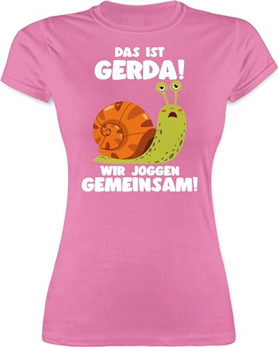 Shirt Damen - Wandern Laufen Zubehör - Das ist Gerda Wir joggen gemeinsam - Langsame Schecke Joggen Lustig Spruch Läufer Training - XXL - Rosa - lauf Laufsport von Shirtracer