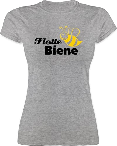 Shirt Damen - Wandern Laufen Joggen Zubehör - Flotte Biene - XL - Grau meliert - t lauf Tshirt Laufsport imker t-Shirt Motto läufer Wander Shirts Running Bienen Woman bienenmotiv von Shirtracer