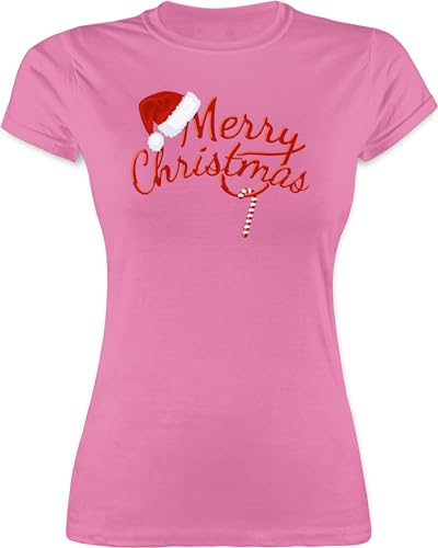 Shirt Damen - Weihnachten - Merry Christmas Zuckerstange I Weihnachtsmotiv - XL - Rosa - weihnachtsdamenpullover weihnachtsthirt weihnacht Xmas Tshirt weihnachtstschirt weihnachtstshirt Weihnachts von Shirtracer