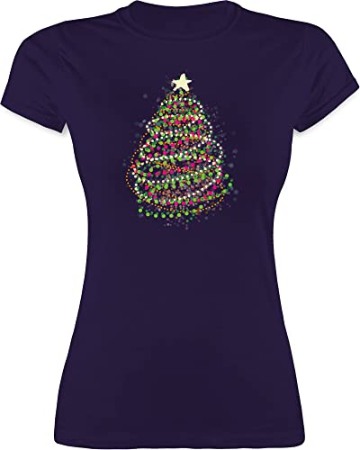 Shirt Damen - Weihnachten Geschenke Christmas Bekleidung - Abstrakter Weihnachtsbaum - L - Lila - Weinachten Geschenk x-Mas t zu Merry für die Eltern t-Shirt Erwachsene Tshirt Frohe von Shirtracer