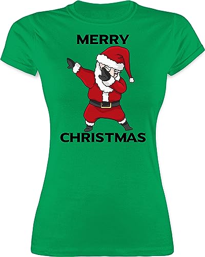 Shirt Damen - Weihnachten Geschenke Christmas Bekleidung - Dabbing Weihnachtsmann - L - Grün - t-Shirt weihnachtsmotiv weihnachtsthirt weihnacht Xmas Tshirt weihnachtsshirt weihnachtstshirt von Shirtracer