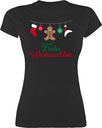 Shirt Damen - Geschenke Christmas Bekleidung - Frohe Weihnachten - L - Schwarz - Weihnachts Gewand weinachs Tshirt Weihnachts-Tshirt weihnachtliche t weihnachtst-Shirt weihnachtlicher t-Shirts von Shirtracer