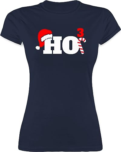 Shirt Damen - Weihnachten Geschenke Christmas Bekleidung - HO3 Motiv - XL - Navy Blau - weihnachtsthirt weihnachtsmotiv Tshirt weihnachtstshirt weihnacht t-Shirt weihnachtshirt Weihnachts Shirts von Shirtracer
