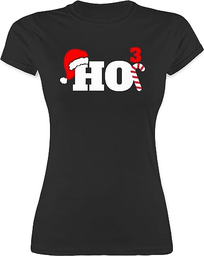 Shirt Damen - Weihnachten Geschenke Christmas Bekleidung - HO3 Motiv - XXL - Schwarz - weihnachtsthirt weihnachtsmotiv Tshirt weihnachtstshirt weihnacht t-Shirt weihnachtshirt Weihnachts Shirts von Shirtracer