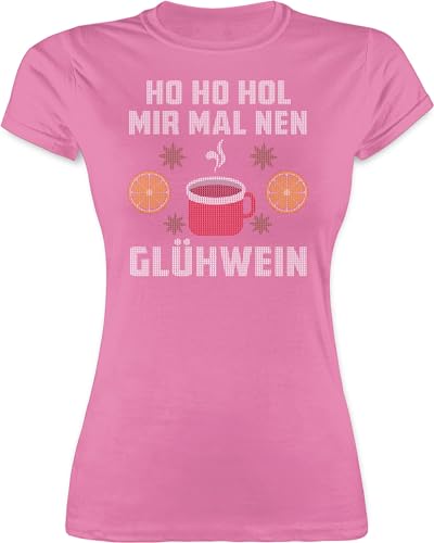 Shirt Damen - Weihnachten Geschenke Christmas Bekleidung - Ho Ho HOL Mir mal NEN Glühwein Weiß - M - Rosa - weihnachtsbekleidung weihnchtsgeschenke weihnachtsthirts weihnachtliche von Shirtracer