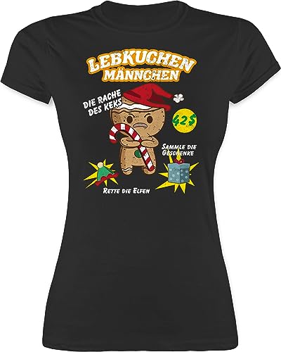 Shirt Damen - Weihnachten Geschenke Christmas Bekleidung - Lebkuchen Männchen Game Vintage - XXL - Schwarz - Weihnachts Geschenk Tshirt weihnachtsmotiven Outfit weihnchts festliches weinachs t von Shirtracer