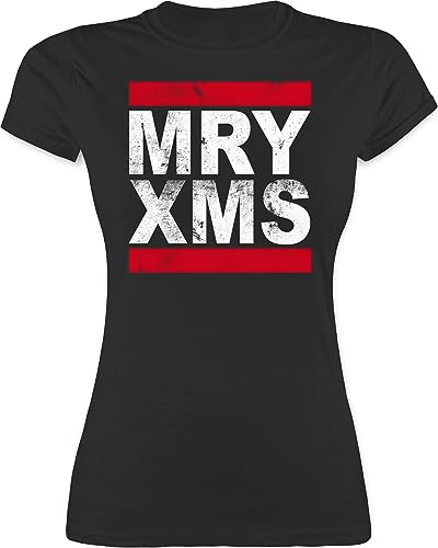 Shirt Damen - Weihnachten Geschenke Christmas Bekleidung - MRY XMS - L - Schwarz - weihnachtsthirt weihnachtsmotiv Tshirt weihnachtstshirt weihnacht t-Shirt weihnachtshirt Weihnachts Shirts von Shirtracer