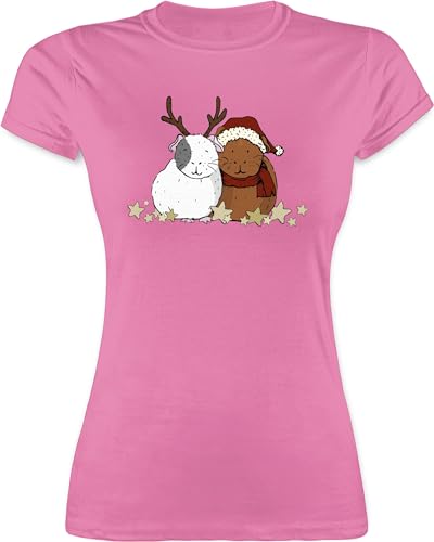 Shirt Damen - Weihnachten Geschenke Christmas Bekleidung - Weihnachtliche Meerschweinchen - M - Rosa - weihnachtstshirtdamen weihnachtsthirt weihnachtsmotiv weihnacht Tshirt weihnachtstschirt von Shirtracer