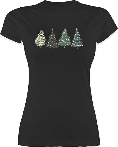 Shirt Damen - Weihnachten Geschenke Christmas Bekleidung - Weihnachtsbäume - M - Schwarz - Weihnachts-t-Shirt swiateczny t weihnachtstshirtdamen weinachs Weihnachts-Tshirt weihnachtlicher von Shirtracer